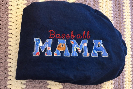 Baseball Mama Shirt | Little Sleepies Appliqué Embroidery | Baseball Mom Shirt | Comfort Colors Tee | Baseball Game Day Shirt