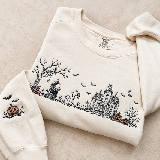 Vintage Witch Embroidered T-Shirt or Crewneck
