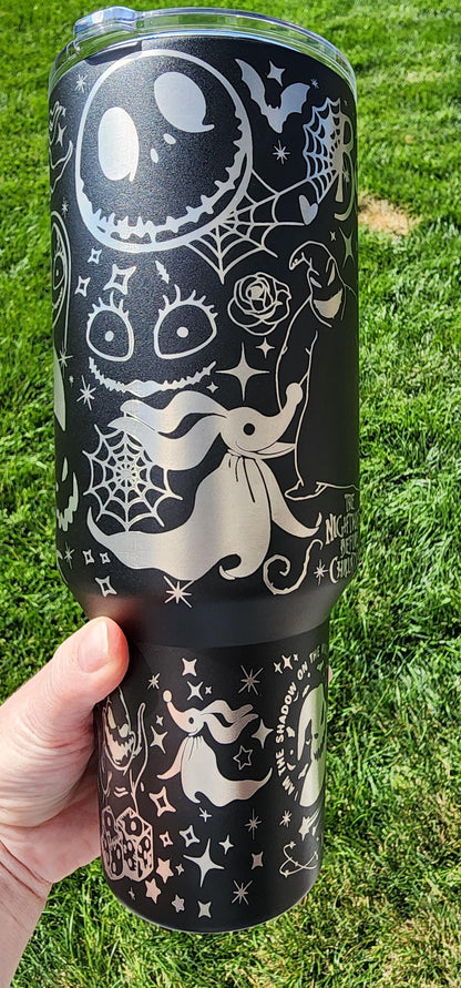 The Pumpkin King and Friends 40 oz Stainless Steel Engraved Tumbler