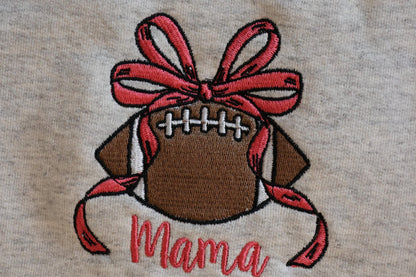 Custom Embroidered Football Bow Crewneck Sweatshirt