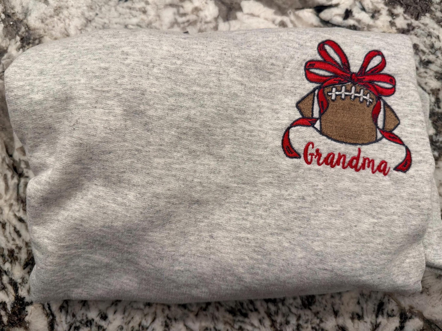 Custom Embroidered Football Bow Crewneck Sweatshirt