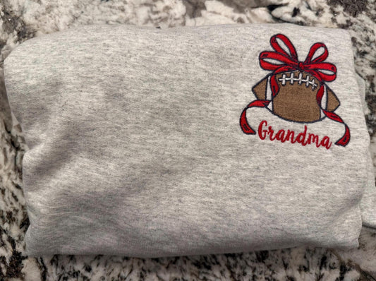Custom Embroidered Football Bow Crewneck Sweatshirt