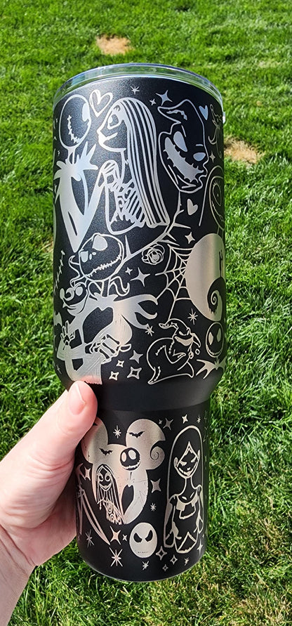 The Pumpkin King and Friends 40 oz Stainless Steel Engraved Tumbler