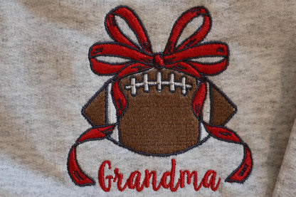 Custom Embroidered Football Bow Crewneck Sweatshirt