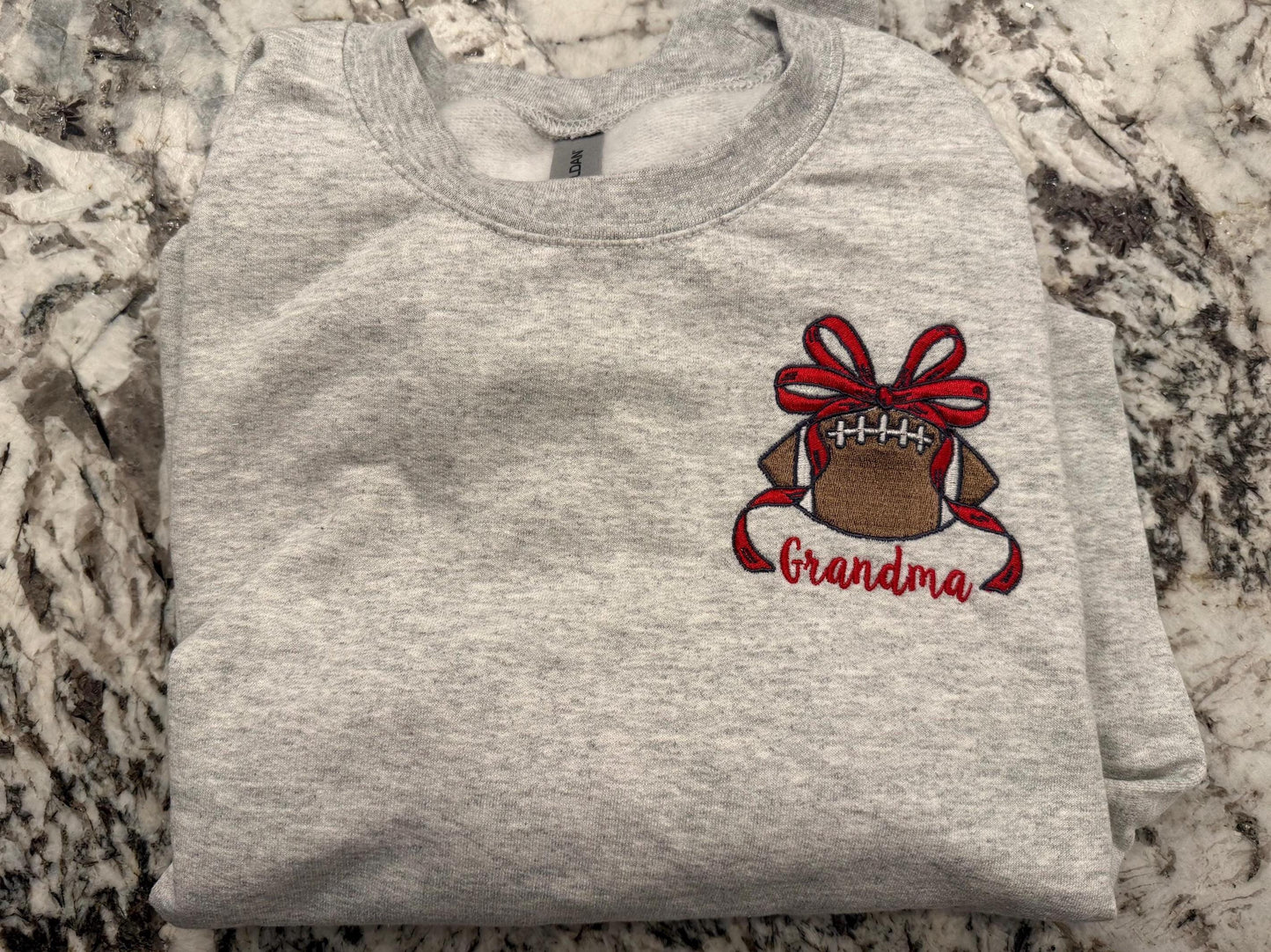 Custom Embroidered Football Bow Crewneck Sweatshirt
