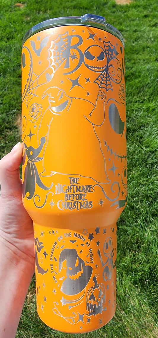 The Pumpkin King and Friends 40 oz Stainless Steel Engraved Tumbler
