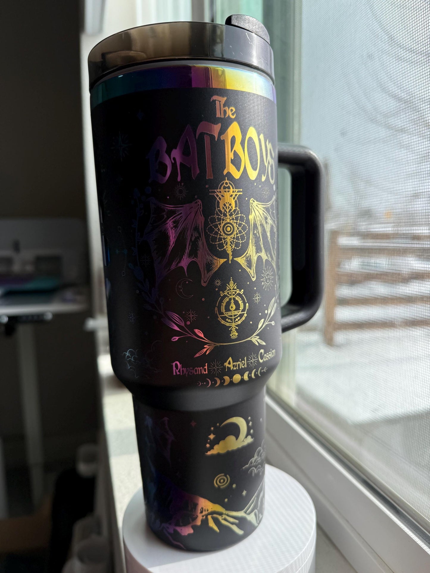 Bat Boys ACOTAR 40 oz Engraved Iridescent Tumbler