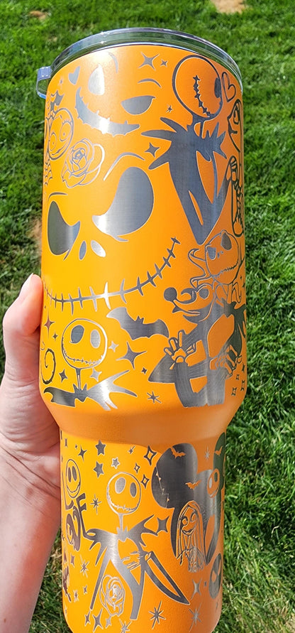 The Pumpkin King and Friends 40 oz Stainless Steel Engraved Tumbler