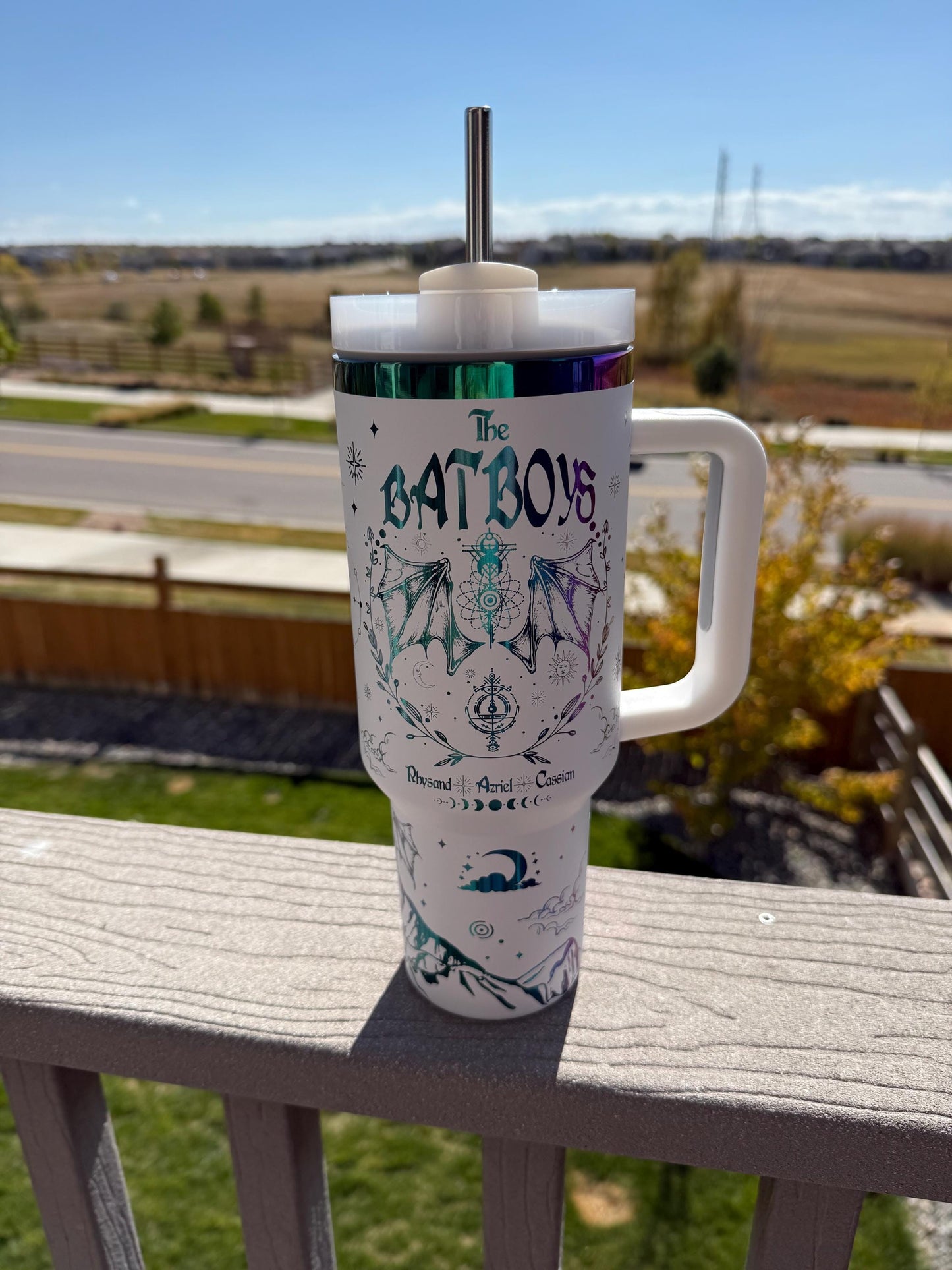 Bat Boys ACOTAR 40 oz Engraved Iridescent Tumbler
