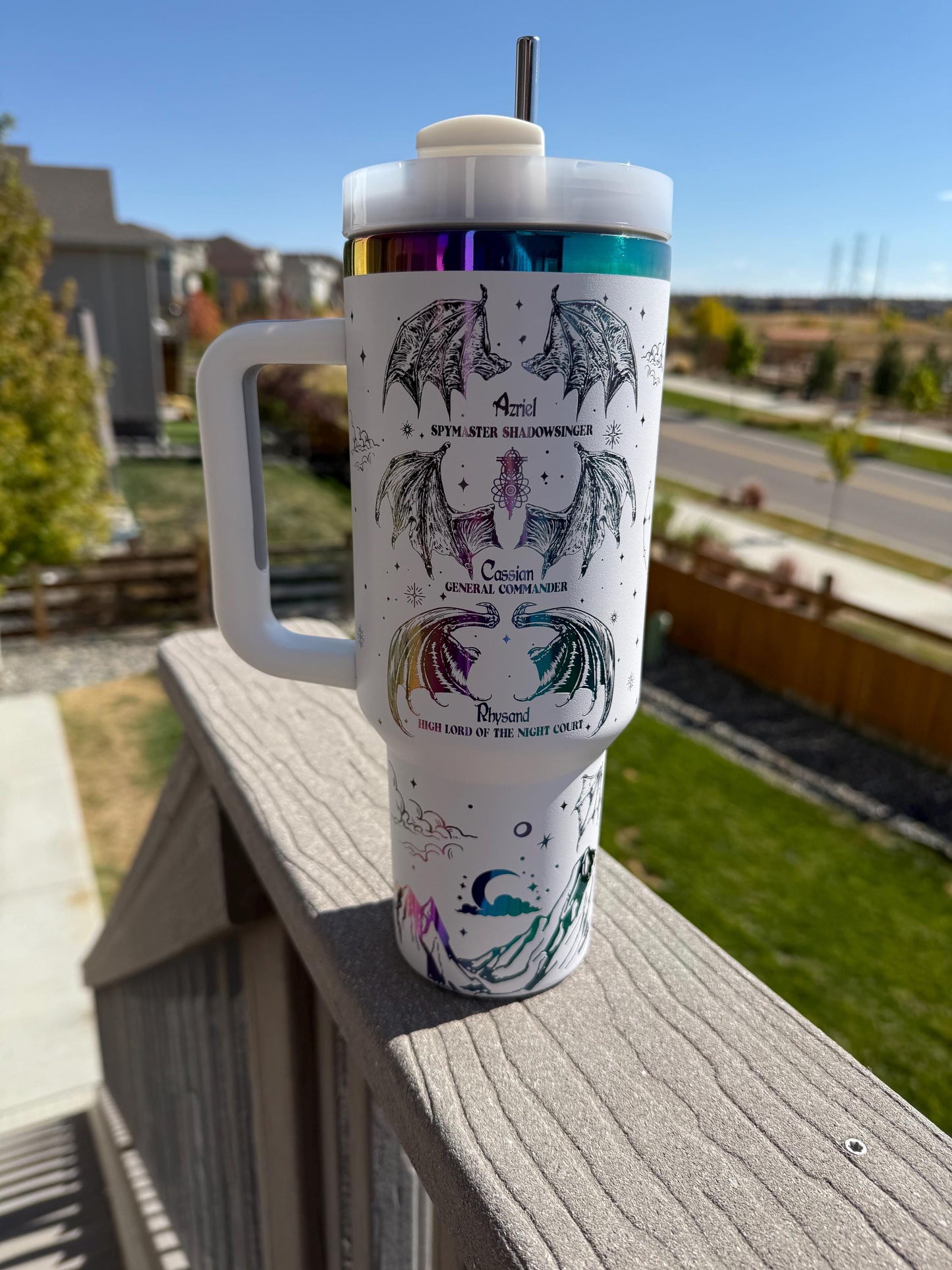 Bat Boys ACOTAR 40 oz Engraved Iridescent Tumbler