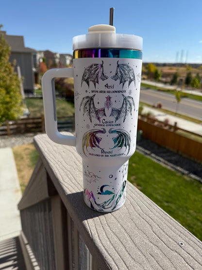 Bat Boys ACOTAR 40 oz Engraved Iridescent Tumbler