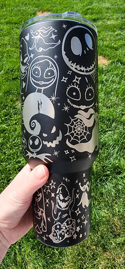 The Pumpkin King and Friends 40 oz Stainless Steel Engraved Tumbler