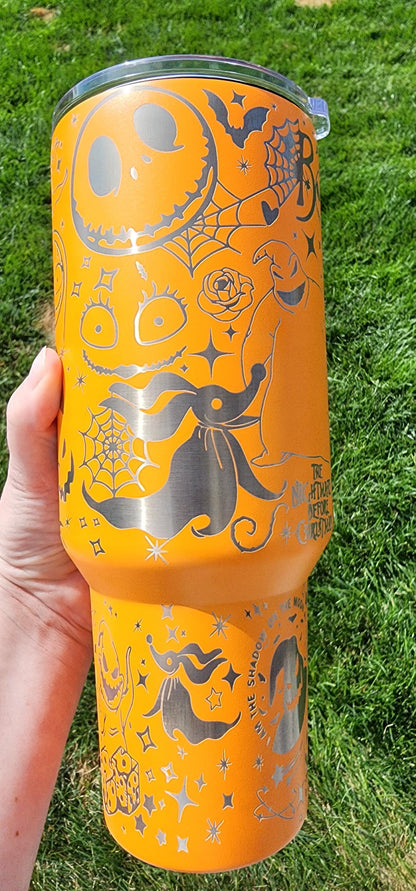 The Pumpkin King and Friends 40 oz Stainless Steel Engraved Tumbler