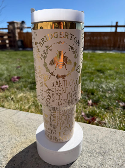 Bridgerton Inspired 40 oz Tumbler  Sorrows Sorrows Prayers Engraved Quote Cup