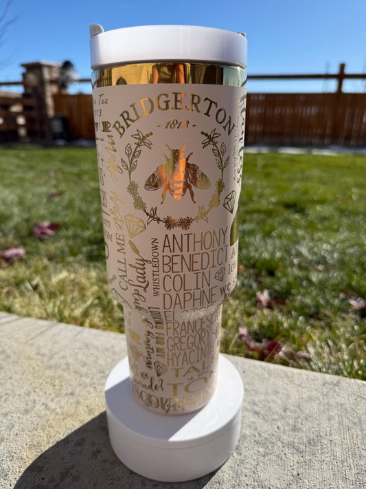 Bridgerton Inspired 40 oz Tumbler  Sorrows Sorrows Prayers Engraved Quote Cup