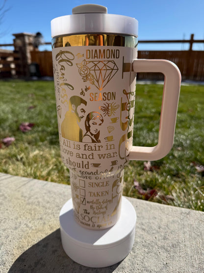 Bridgerton Inspired 40 oz Tumbler  Sorrows Sorrows Prayers Engraved Quote Cup