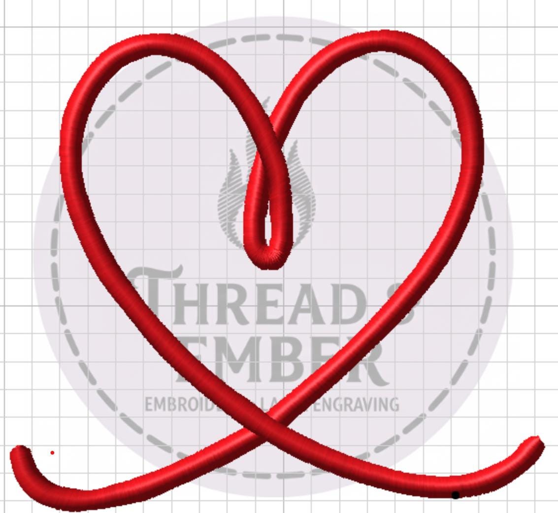 Valentine Heart Machine Embroidery File  Cursive Heart Instant Download  5 6 7