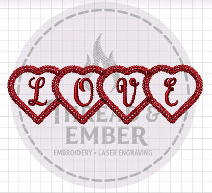 Valentine Heart Machine Embroidery File  Love Hearts Applique Instant Download  5 6 7 8