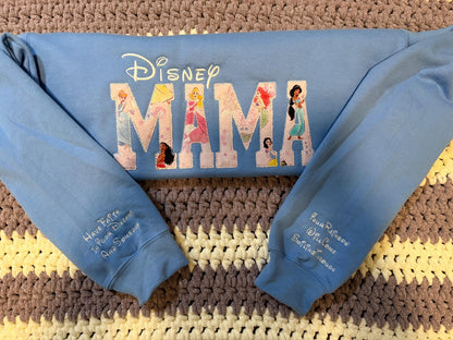 Princess Garden Mama Sweatshirt, Little Sleepies Applique Crewneck, Disney Inspired Mom Sweater, Embroidered Sleeve Quotes