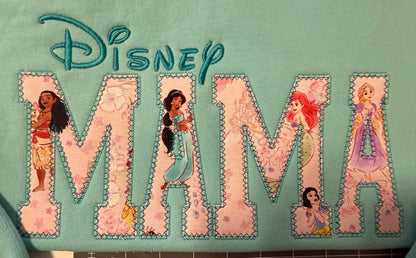 Custom Mama Appliqué Sweatshirt  Little Sleepies Fabric  Personalized Mama Crewneck  Disney Inspired Bamboo Fabric Sweatshirt  Handmade