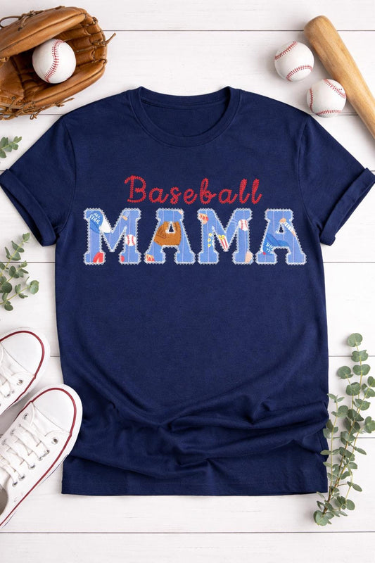 Baseball Mama Shirt | Little Sleepies Appliqué Embroidery | Baseball Mom Shirt | Comfort Colors Tee | Baseball Game Day Shirt
