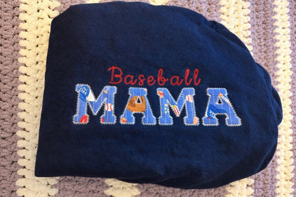 Baseball Mama Shirt | Little Sleepies Appliqué Embroidery | Baseball Mom Shirt | Comfort Colors Tee | Baseball Game Day Shirt