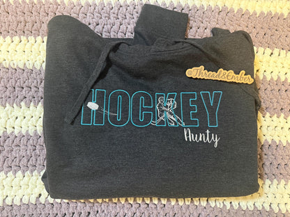 Personalized Hockey Crewneck Sweatshirt | Custom Hockey Mom Grandpa Grandma Shirt | Hockey Family Sweatshirt | Embroidered Hockey Crew