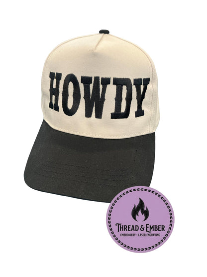 Howdy Trucker Hat, Western Cowgirl Hat, Embroidered Cowboy Hat, Retro Western Cap, Country Concert Outfit Hat, Snapback Hat