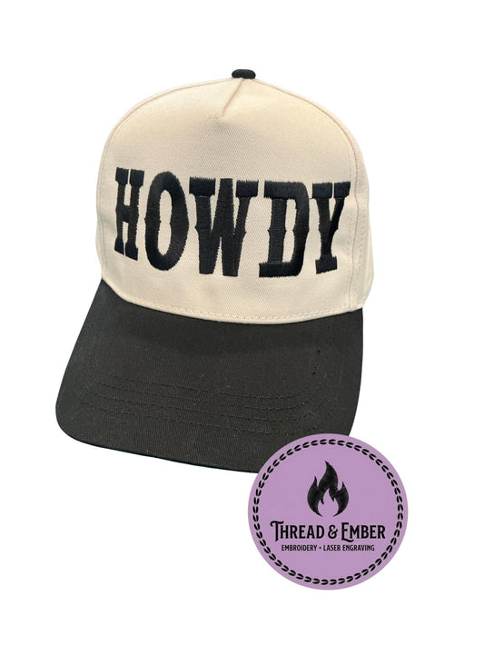 Howdy Trucker Hat, Western Cowgirl Hat, Embroidered Cowboy Hat, Retro Western Cap, Country Concert Outfit Hat, Snapback Hat