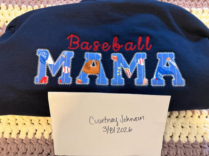 Custom Mama Appliqué Sweatshirt  Little Sleepies Fabric  Personalized Mama Crewneck  Disney Inspired Bamboo Fabric Sweatshirt  Handmade