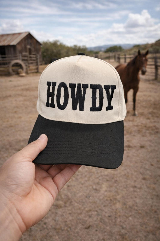 Howdy Trucker Hat, Western Cowgirl Hat, Embroidered Cowboy Hat, Retro Western Cap, Country Concert Outfit Hat, Snapback Hat