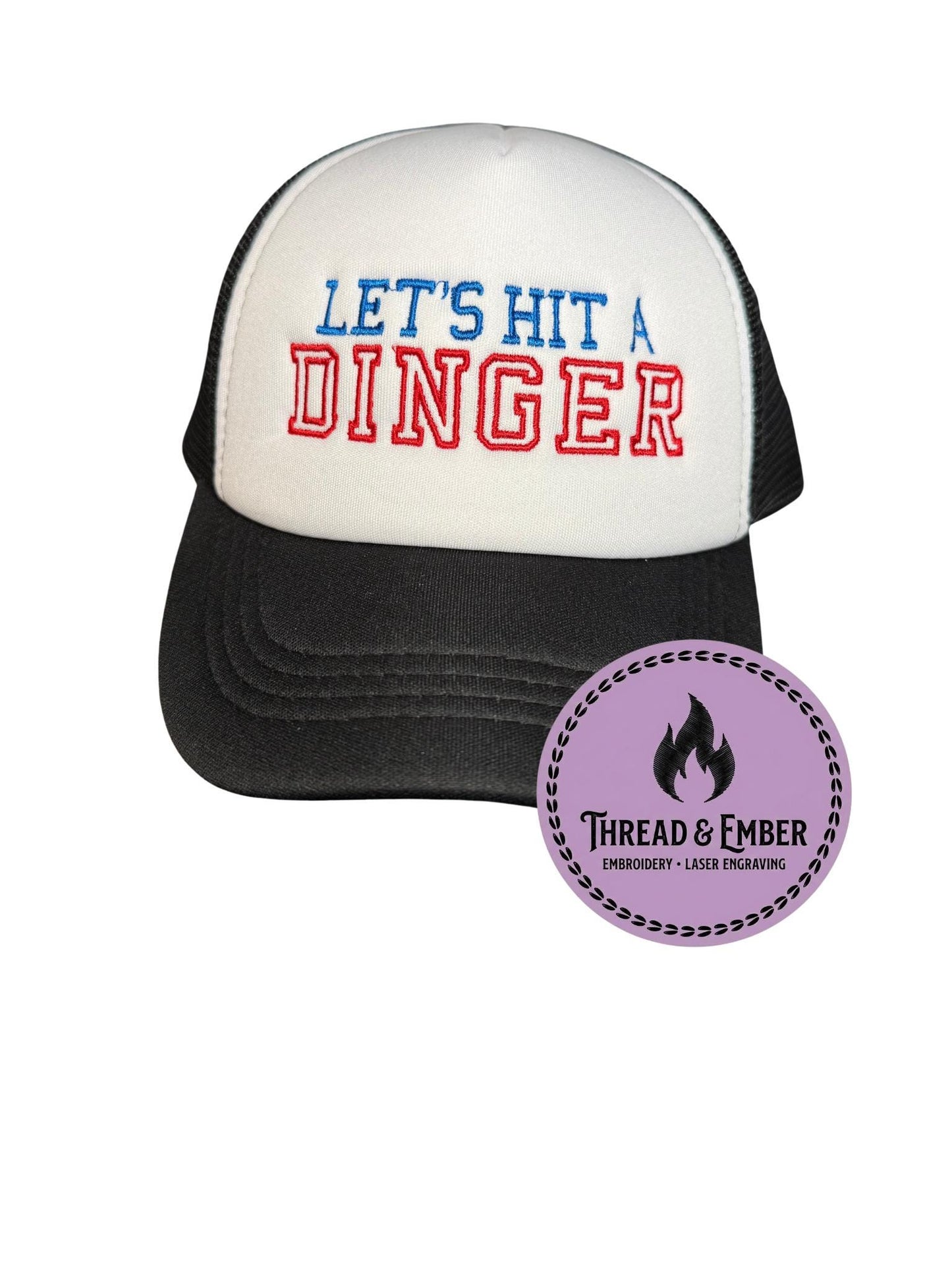 Lets Hit a Dinger Hat, Baseball Mom Trucker Hat, Embroidered Baseball Hat, Game Day Cap, Softball Mom Hat, Snapback Hat