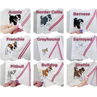Playful Pet Embroidered Tea Towel | Custom Dog & Cat Kitchen Towel | Waffle Weave Cotton Dish Towel | Animal Lover Gift |